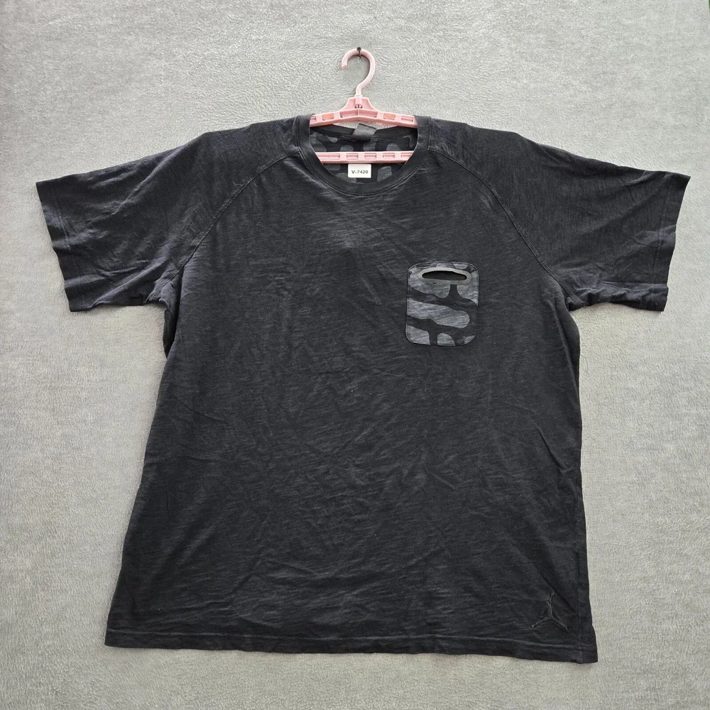 Air Jordan Men Shirt 3XL Black Pocket Logo Crew Neck Short Sleeve Pullover Tee‎